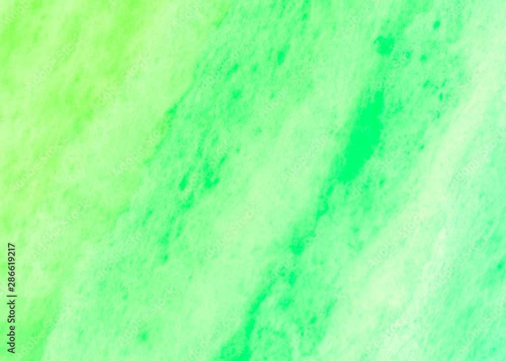 Green hand painted watercolor background. Abstract watercolor texture and background for design. Watercolor background on textured paper.