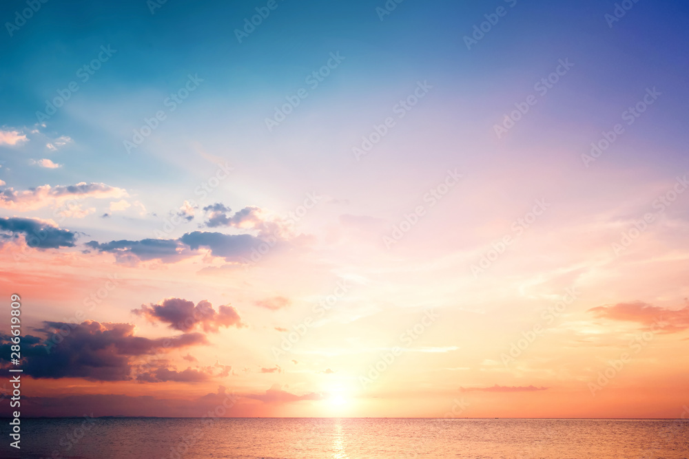 Natural background concept: Sunset blue sky and clouds backgrounds - obrazy, fototapety, plakaty 