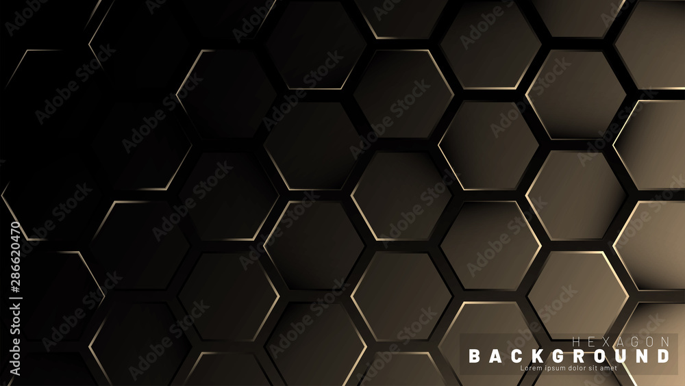 Abstract hexagon gradient colorful light pattern with a dark background technology style. Honeycomb. Vector illustration Abstract hexagon gradient colorful light pattern with a dark background technology style. Honeycomb. Vector illustration