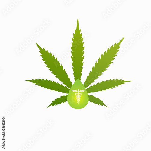 Medical marijuana plantconcept symbol with cannabis plant with leaves intertwined around
