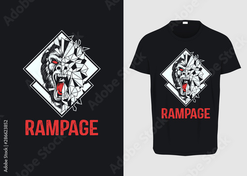 Rampage Gorila Breaking Glass illustration for t-shirt prints, posters and other uses