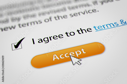 Mouse Cursor Clicking Accept for Terms and Conditions Agreement. 