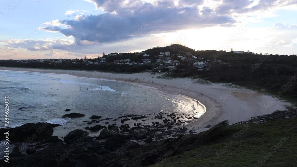 Pan of beautiful seaside town at sunset in Australia Pan of beautiful seaside town at sunset in Australia