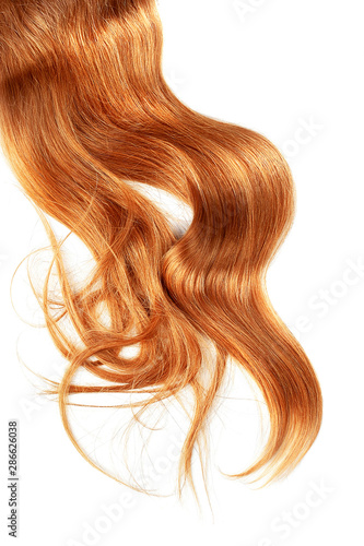 Red hair straightening isolated on white background