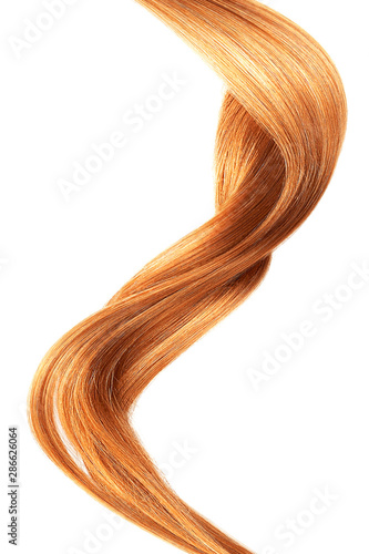 Red shiny hair wave, isolated over white