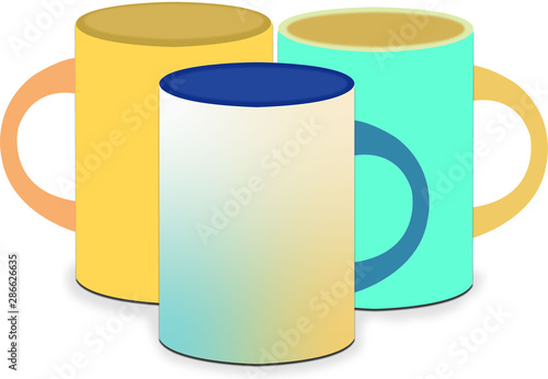 Tres tasas realistas. Ilustración vectorial