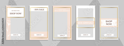 Commercial stories design, eps 10. Editable story cover design for promotion. Geometrical elements, trendy colours.