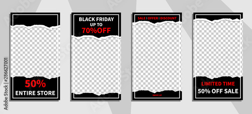 Commercial stories design, eps 10. Editable story cover design for promotion. Geometrical elements, trendy colours.