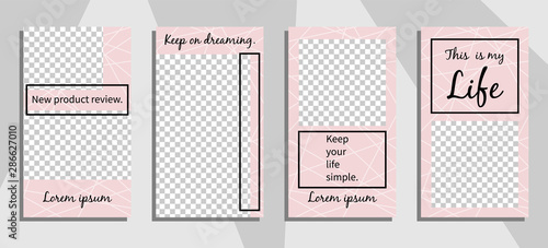 Commercial stories design, eps 10. Editable story cover design for promotion. Geometrical elements, trendy colours.