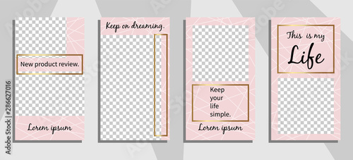 Commercial stories design, eps 10. Editable story cover design for promotion. Geometrical elements, trendy colours.