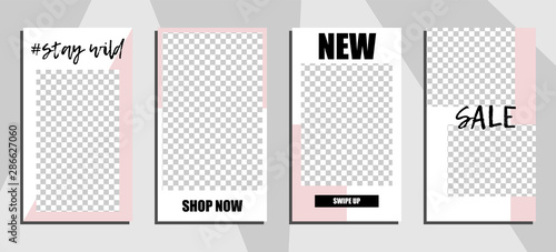 Commercial stories design, eps 10. Editable story cover design for promotion. Geometrical elements, trendy colours.