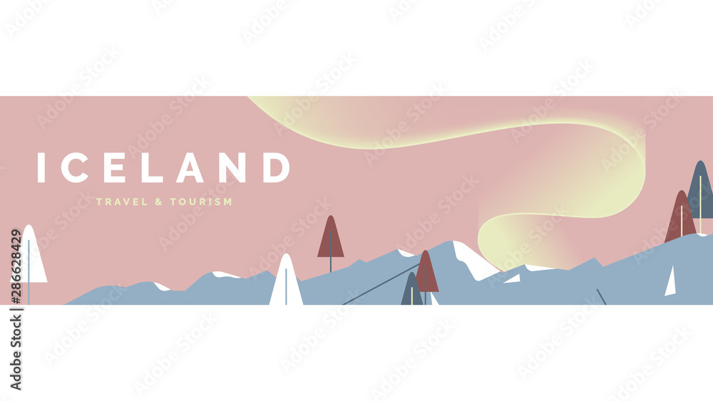 Iceland travel and tourism poster design, pastel theme