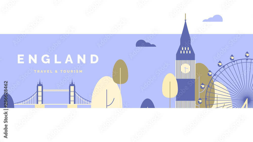 England travel and tourism poster design, pastel theme