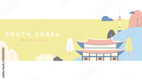 South Korea travel and tourism poster design, pastel theme