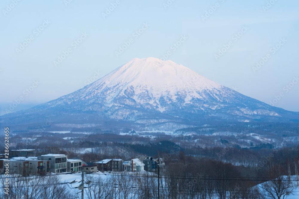 Snow Yotei  Mountain in winter time of Hokkaido, Japan.