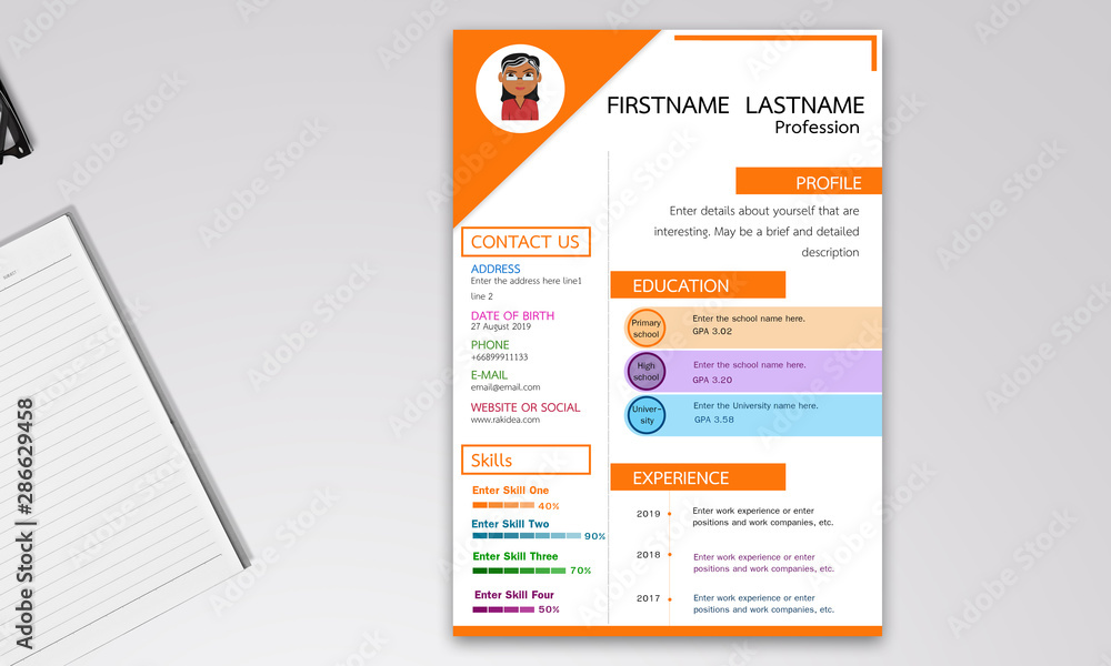 Resume design Creative orange tones in vector format Resume design Creative orange tones in vector format