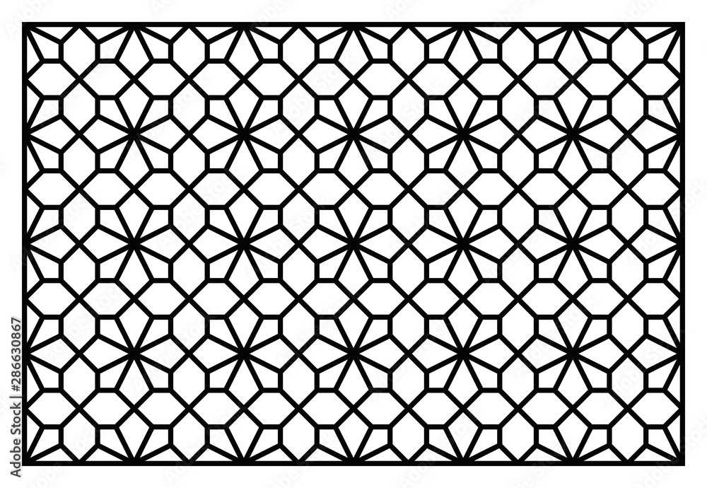 Fototapeta premium Decorative panel for laser cutting. Oriental geometric pattern. Vector ornament.