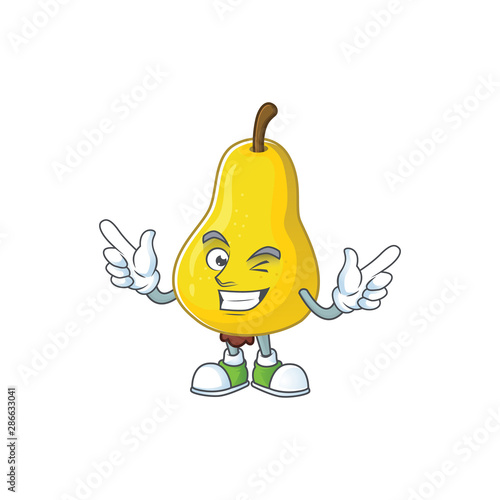 Wink fruit pear character with mascot cartoon cute