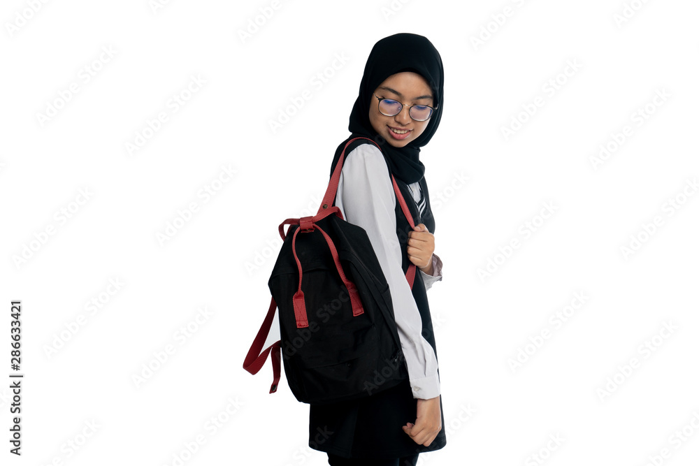 Portrait of a happy casual girl student with backpack Portrait of a happy casual girl student with backpack