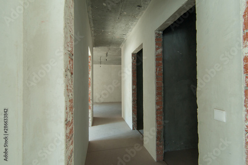 Russia, Moscow- May 23, 2018: interior room apartment. standard self-finish rough repair in new building © evgeniykleymenov