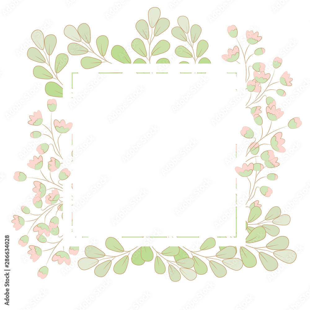 minimal flat style grass flower spring wreath eps10 vector illustration