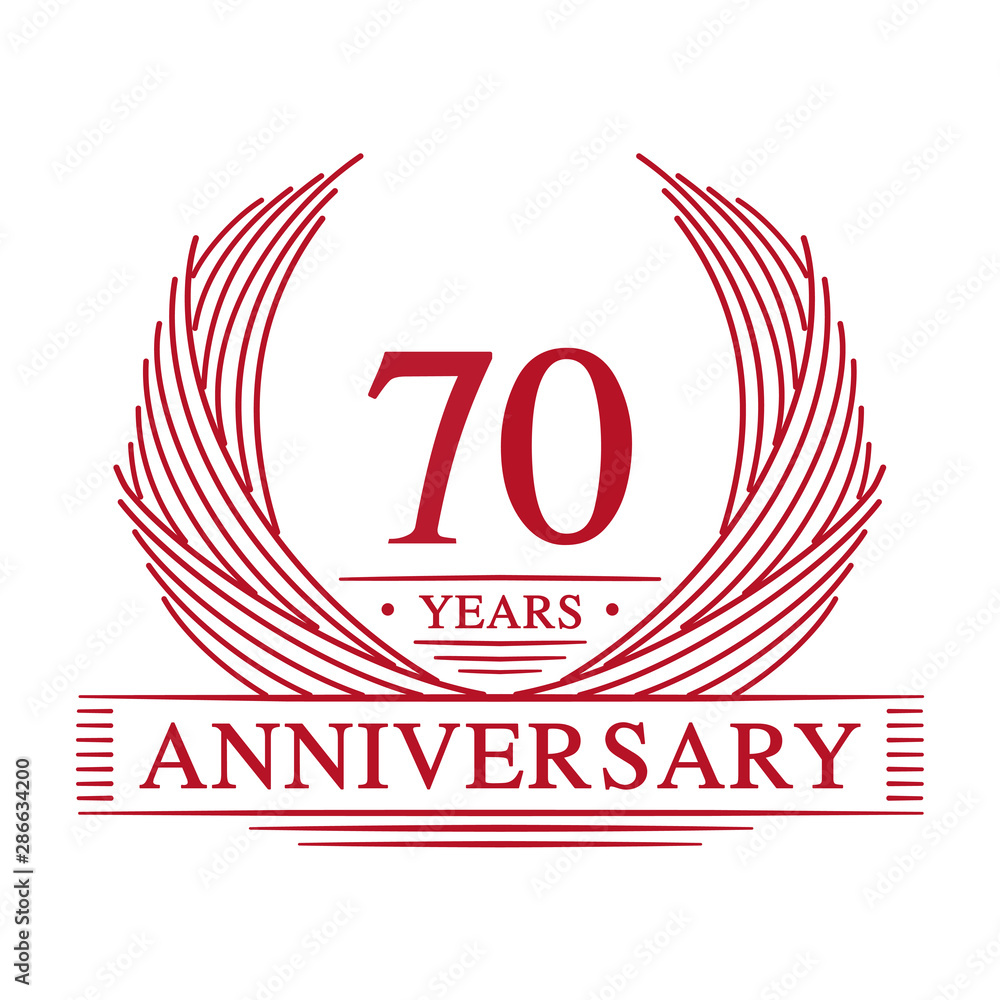 70 years design template. Seventy years jubilee logo. Vector and illustration.