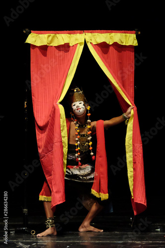 "Trijata Kasemsem" dance, a traditional mask dance from Madura, East Java, Indonesia.