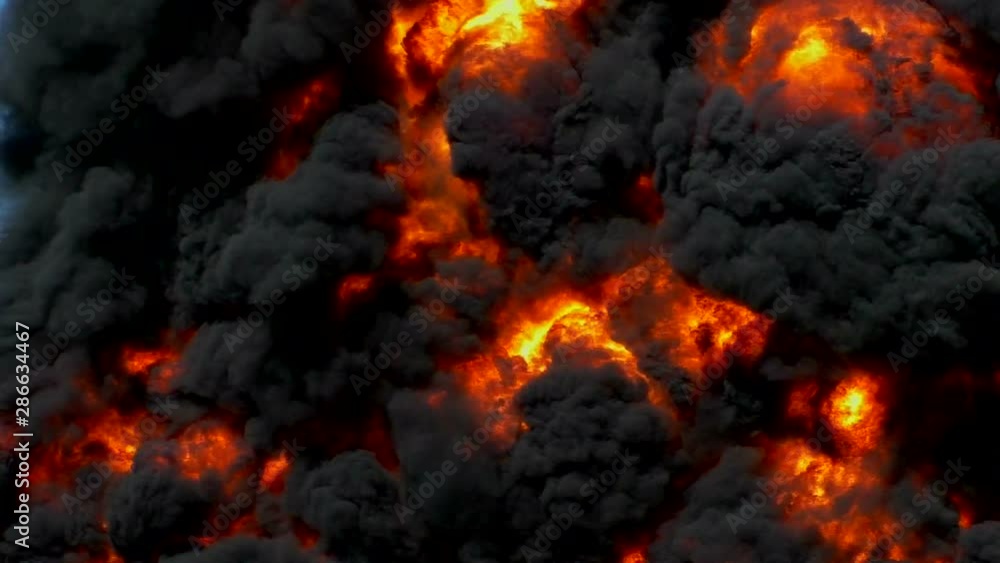 Fire with black smoke background wide. A powerful fire at an oil well is beautiful and dangerous for people and the environment. Fire with black smoke background wide. A powerful fire at an oil well is beautiful and dangerous for people and the environment.
