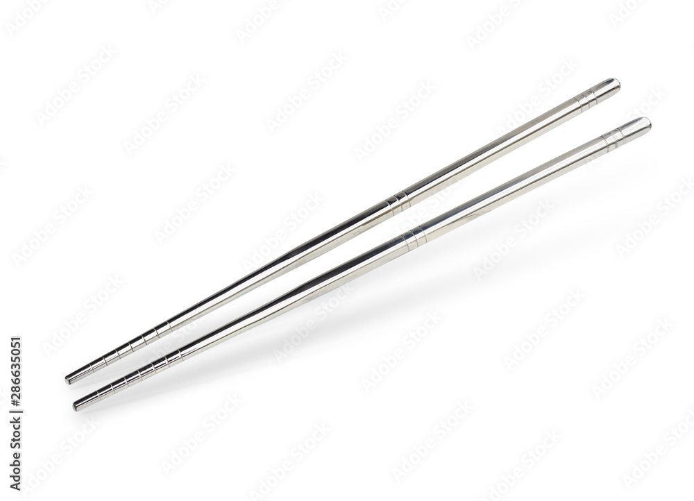 Stainless steel chopsticks isolated on white background. This has clipping path. Stainless steel chopsticks isolated on white background. This has clipping path.