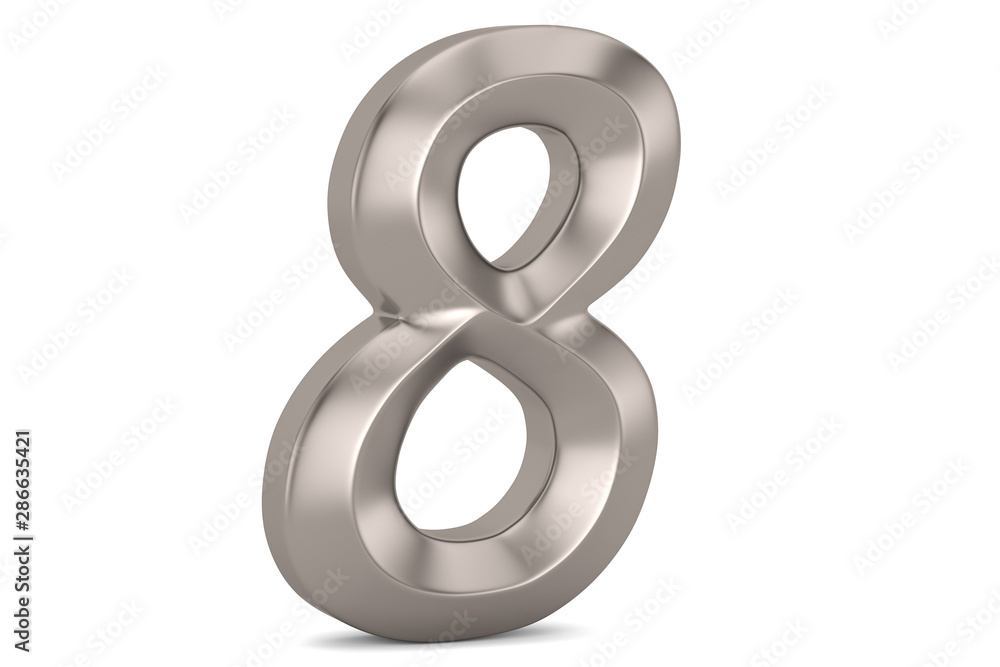 Steel 3D numeral isolated on white background. 3D illustration. Steel 3D numeral isolated on white background. 3D illustration.