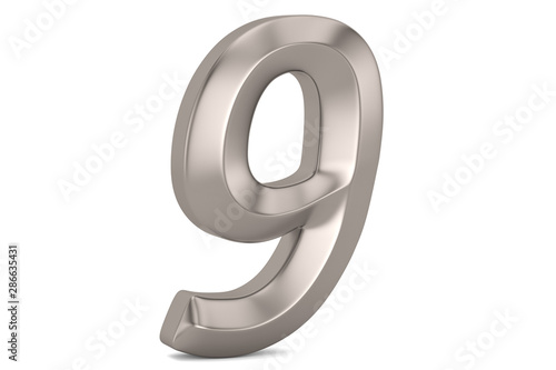 Steel 3D numeral isolated on white background. 3D illustration.