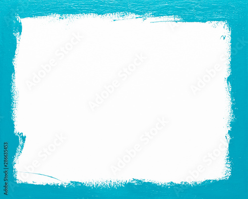 Rectangular turquoise picture frame oil painted background.