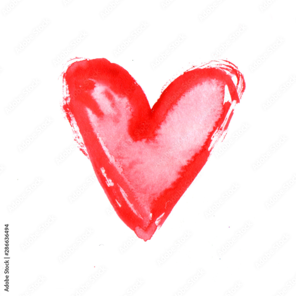 Hand drawn watercolor heart