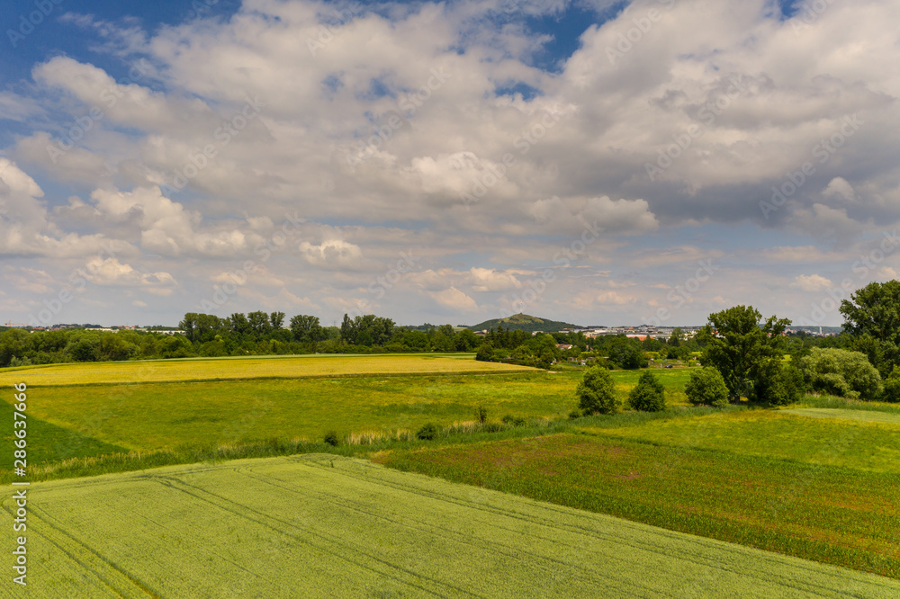 Luftbild der Landschaft in Süddeutschland