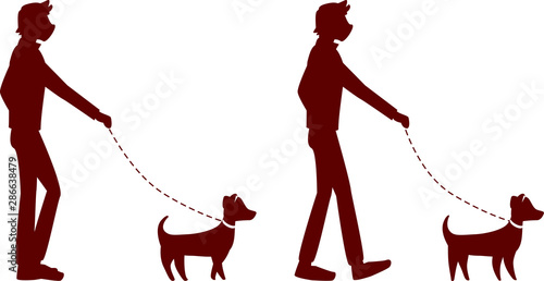 犬散歩　シルエット