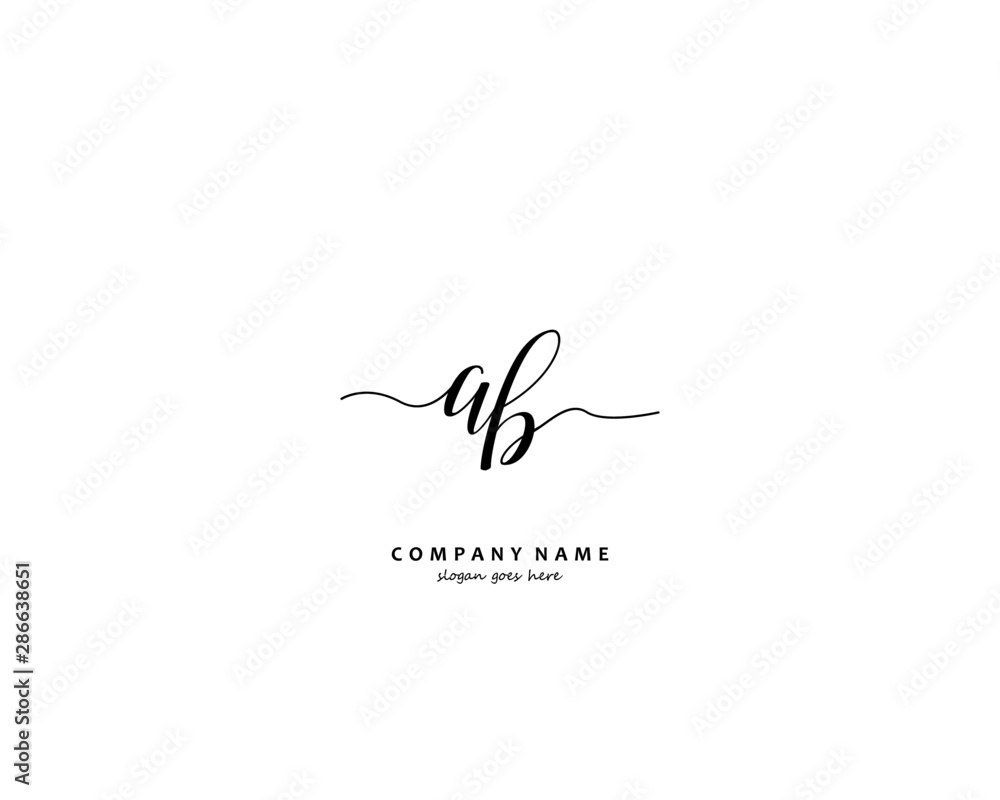 AB Initial handwriting logo vector AB Initial handwriting logo vector