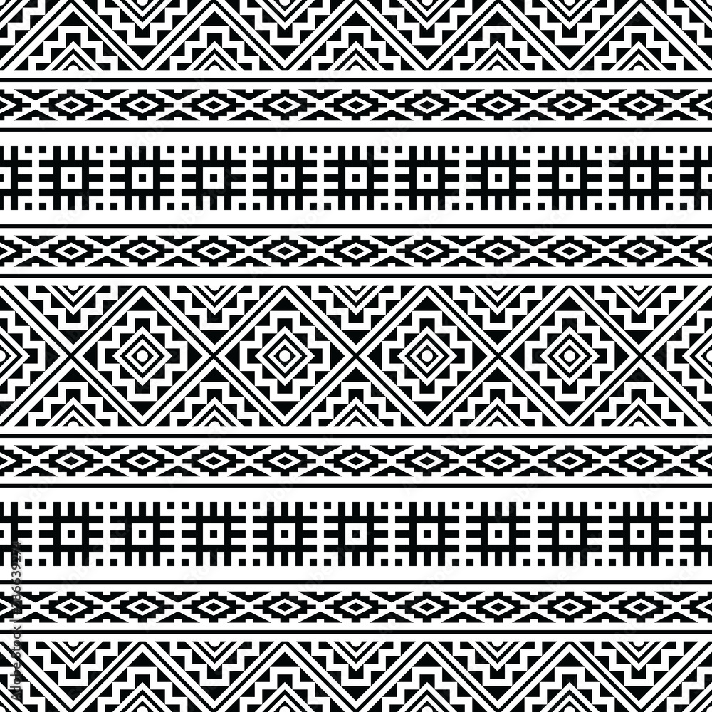 Seamless ethnic pattern. Traditional tribal pattern in black and white color