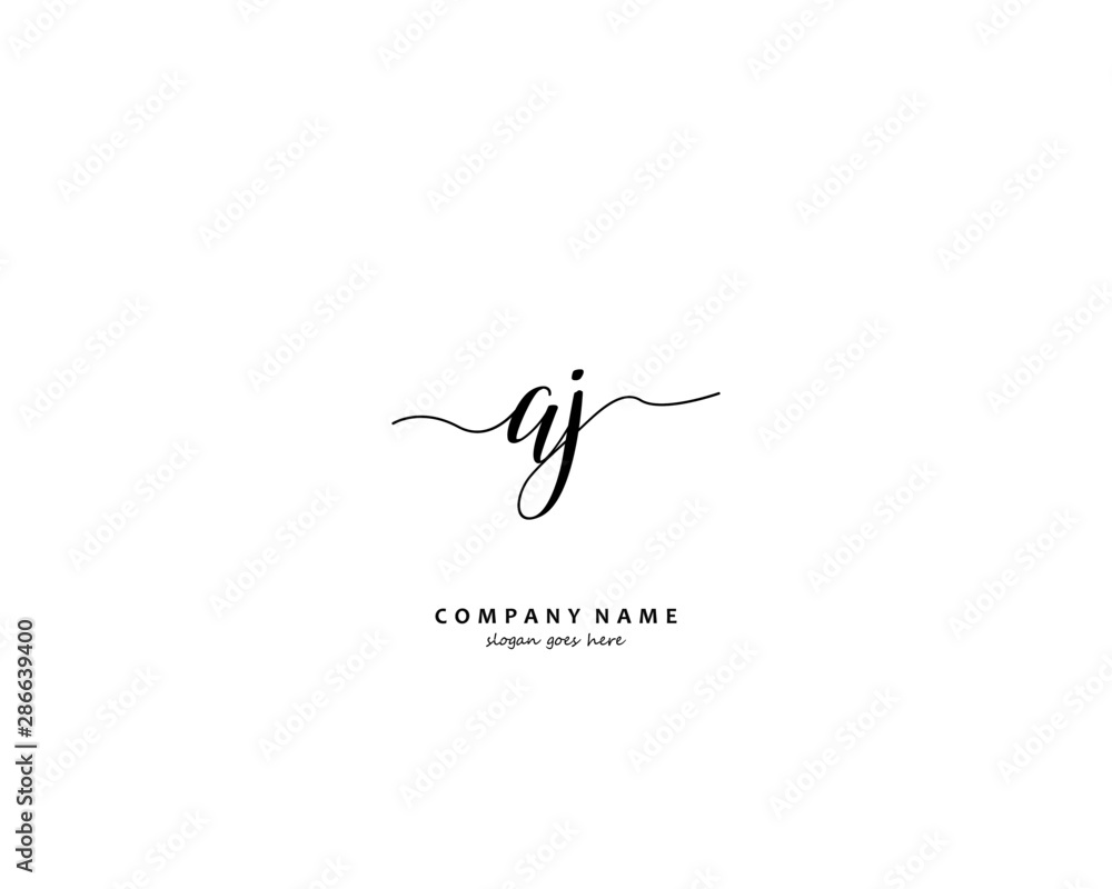 AJ Initial handwriting logo vector	