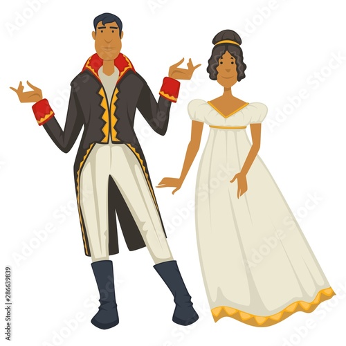 Vintage fashion, Empire epoch style, man and woman