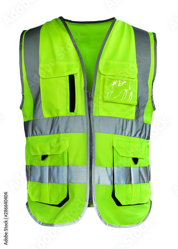 Safety Vest Reflective shirt beware, guard, mind, traffic shirt, safety shirt, rescue, police, security shirt protective jacket isolated on white background. This has clipping path.