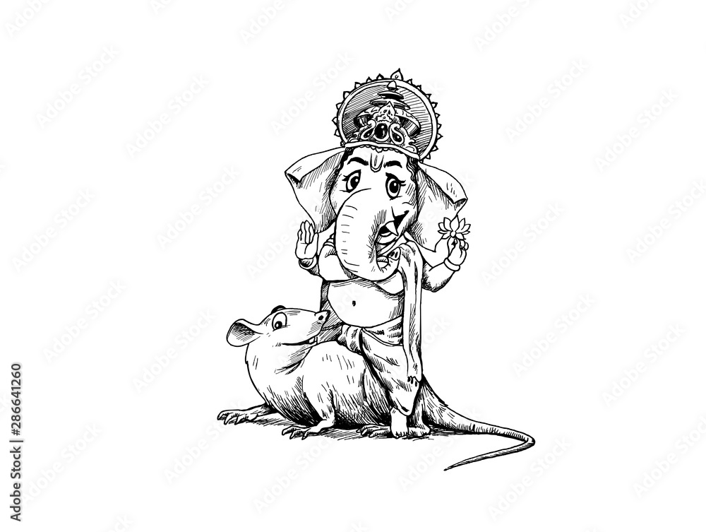 Indian Religious Festival Ganesh Chaturthi Template, Hand Drawn Sketch Vector illustration. Indian Religious Festival Ganesh Chaturthi Template, Hand Drawn Sketch Vector illustration.