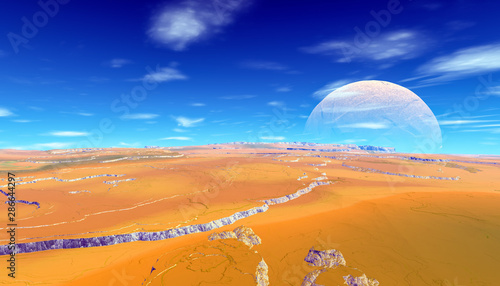 Alien Planet. Desert. 3D rendering