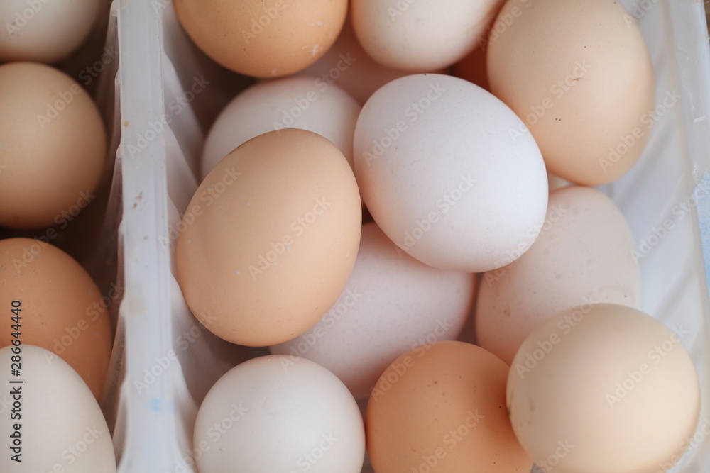 Fresh farm chicken eggs on the counter. Fresh farm chicken eggs on the counter.