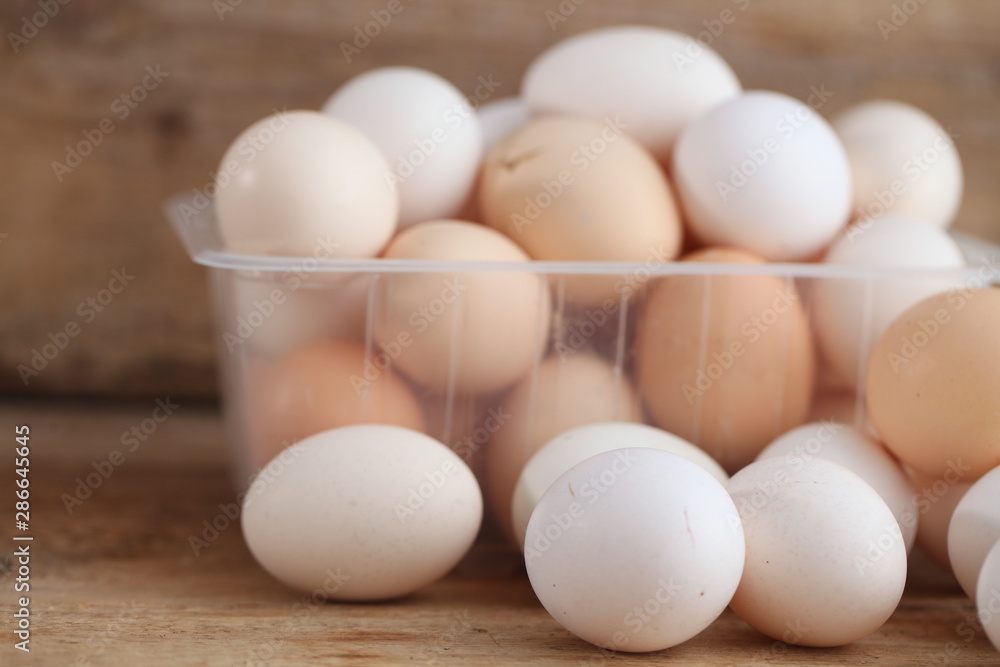 Fresh farm chicken eggs on the counter. Fresh farm chicken eggs on the counter.