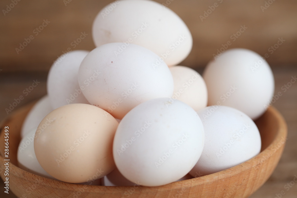 Fresh farm chicken eggs on the counter. Fresh farm chicken eggs on the counter.