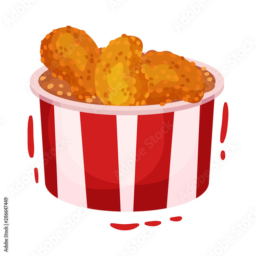 Nuggets with a paper bucket. Vector illustration on a white background.