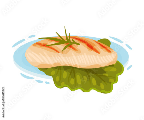 Grilled chicken fillet. Vector illustration on a white background.