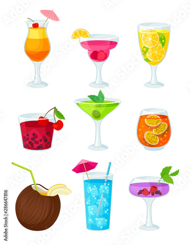 Set of cocktails. Vector illustration on a white background.