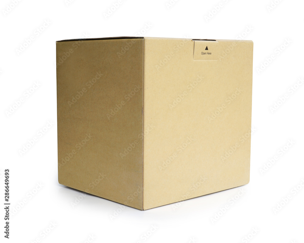Brown paper box isolated on white background. This has clipping path. 