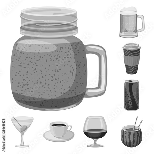 Vector design of drink and bar sign. Collection of drink and party vector icon for stock.